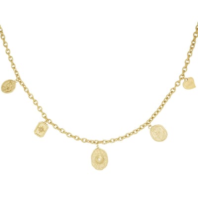 Ketting - Yehwang - Goud - Bedels - Statement ketting - Stainless steel - Sieraden