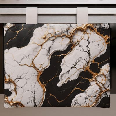 Ovenafdekking Keuken - Aanrechtblad Cover - Keuken Decoratie - 3D Marmerlook - 40 x 50 cm - Zwart