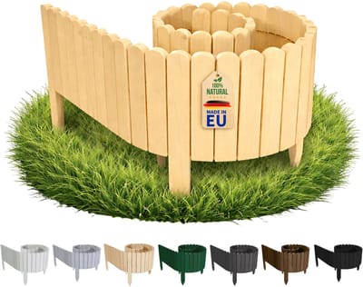 Floranica houten borderrand flexibel 10 x 200 cm lichtbruin rollborder houten tuinhek palissade voor tuin