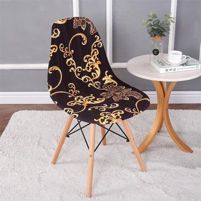 1/2/4/6 Pièces Housse de Chaise Coquille Imprimé Floral Navidad Housse de Chaise Spandex Extensible Housse de Chaise de Cuisine Salle à Manger Décoration de Fête à Domicile 1pc black