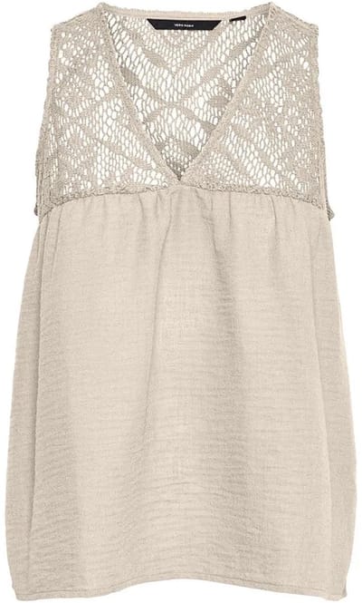 Vero Moda Chris Mouwloze Blouse Beige XS Vrouw