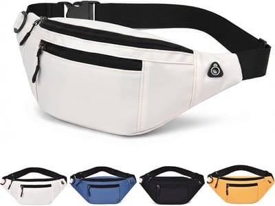Heuptas voor dames en heren – Waterdichte, lichtgewicht buiktas voor reizen, outdooractiviteiten en dagelijks gebruik – Alternatief voor een heuptas, Meerdere vakken voor telefoon, portemonnee en sleutels, wit| Cyslmuk®