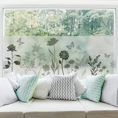 Privacy raamfolie - Landelijke bloemen - Raam- en douchedeurstickers - 40x100cm
