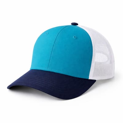 Trucker Cap - Local - Aqua & Navy – Verstelbare Baseball Cap met Mesh Achterkant – Unisex Volwassenen
