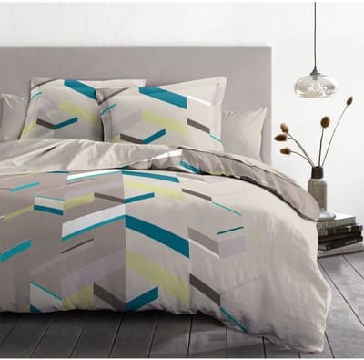 Dekbedset 240x260 cm HOME LINGE PASSION MARCO: Dekbedovertrek + 2 kussenslopen - 100% Katoen, draaddichtheid 57 - Taupe