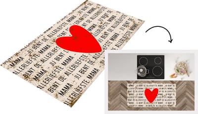 Keukenloper - Loper keuken - Spreuken - Quotes Jij Bent de Allerliefste Mama - Moederdag cadeautje - Vintage - 120x60 cm - Keukenloper vinyl