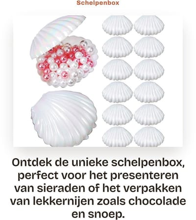 Dailygoods- Schelpenbox 15 Stuks - Schelpvorm - Sieradenhouder - Geschenketui - Snoepdoos - Creatief Gebruik - Opbergdoos