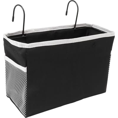 Panier de Rangement de Chevet Accrochage Sacs en Toile Étagère d'Organisation pour Dortoir Bureau Salon black
