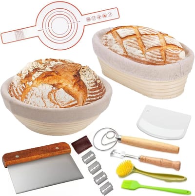 Rijsmandjes Set - Broodbak Accessoires - Brood Bakken - Natuurlijk Rotan Materiaal - 2 Maten - Beige