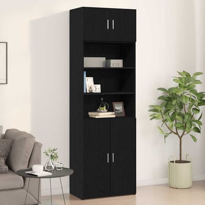 vidaXL - Wandkast - Zwart - eiken - 70 - x - 42.5 - x - 40 - cm - Bewerkt - hout