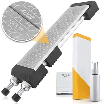 DIMICO - Diamant slijpsteen 400/1000 - Wetsteen - Messenslijpers - Dubbelzijdige Slijpsteen met Antisliphouder - Messenslijper