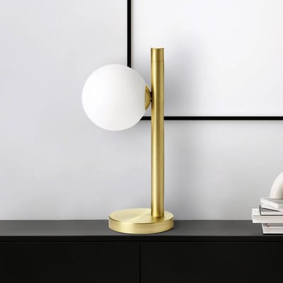 miloox by Sforzin Pomi tafellamp, 1-lamp, goudkleurig, glas, hoogte 28 cm