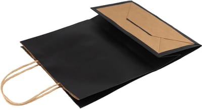 Dailygoods- Papieren Zakken 30 Stuks - Zwarte Draagtassen - Kraftpapier 120 g/m² - Opvouwbaar - 32 x 11 x 24,5 cm - Perfect voor Cadeaus