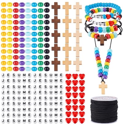 Dailygoods- Kralenarmbandset 36 stuks - Regenboogkralen - Hartkralen - Acryl kralen - Knutselen voor kinderen - Ambachtelijke set - Knutselset