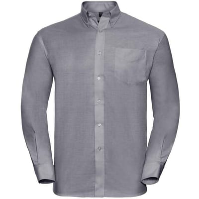Russell Collection Heren Oxford Easy-Care Formeel Overhemd Met Lange Mouwen (Zilver)