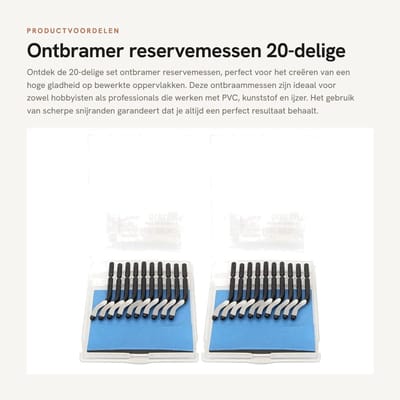 Dailygoods- Ontbramer 20-delige set - Reservemessen - Deburringbladen - Snijmessen - Kunststof/Metaal - Hoogwaardige gladheid - Snijmes