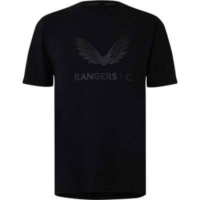 Castore Rangers FC-logo T-shirt voor heren, standaardmodel (Zwart)