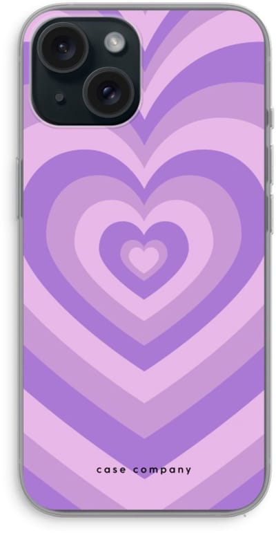 Case Company® - Hoesje geschikt voor iPhone 15 hoesje - Hart Paars - Soft Cover Telefoonhoesje - Bescherming aan alle Kanten en Schermrand