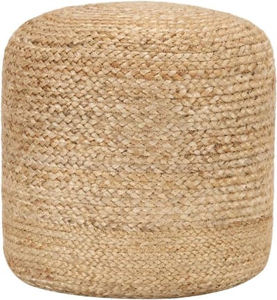 Poef Jute Gevlochten - Voetenbankje Decoratief - Ontspannen Zitten - Handgemaakt Natuurlijk Materiaal - 40x45x1 cm - Bruin
