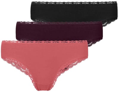 SNOCKS Brazilian Slip met Kant - Dames Ondergoed - Naadloos & Comfortabel - Dames Slips - Dames Onderbroeken - 3 Stuks