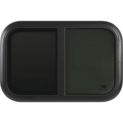 Horizontaal Schuivend Camperraam 23,6 X 11,8 inch UV-bestendig Gehard Glas Raam met Verwijderbare Insectenhorren Zwart black