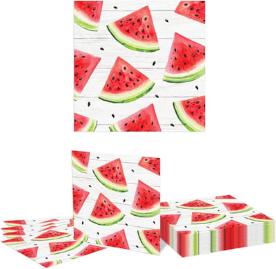 20 Stuks Watermeloen Papieren Servetten voor Zomer Feestjes, Wegwerp Lunch en Diner Servetten voor Zwembad Party