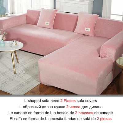 Housse de canapé en tissu velours, pour salon, sectionnel élastique, en forme de L, housse de canapé, fauteuil, meubles en forme de L Part B-B 235-300cm rose