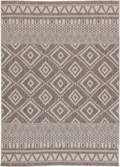 Vloerkleed voor binnen en buiten, Antislip, Balkon Terras Keuken, Boho Etnisch -Beige - 120cm x 160cm - UV- en Weersbestendig, Modern Tuintapijt