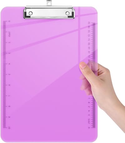 Transparante Plastic Clipboards voor Kantoor en School, Lichtpaars A4 Formaat 30x22cm, Duurzaam en Lichtgewicht