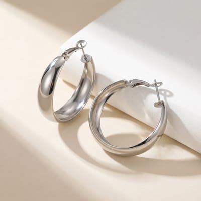 Lundholm Selja Oorringen Dames Zilverkleurig – Premium Stainless Steel Jewellery – Chunky Hoops Oorbellen Dames – Brede Oorringen – 3 cm – my Scandinavisch Design