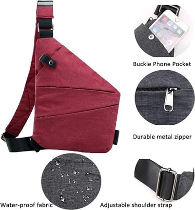 VHV Crossbodytassen - Schoudertassen - Anti-diefstal crossbodytassen - Kleine crossbodytassen - Crossbodytassen met meerdere zakken - Multifunctionele crossbodytassen - Unisex - Geschikt voor reizen, buiten, sport, werk Crossbodytassen - Rood
