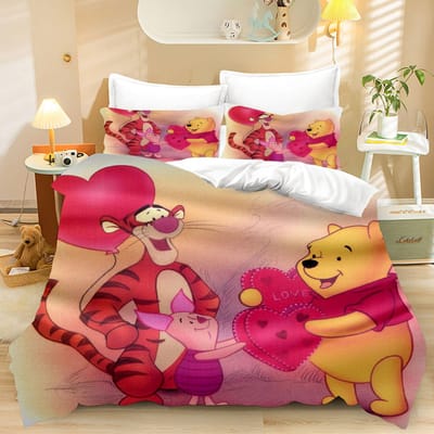 Winnie de Poeh Beer Beddengoed Sets Dekbed Quilt Bedsprei Dekbedovertrek Kussensloop 2-3 Stuks Sets Kinderen Volwassen Maat US King 259x228cm