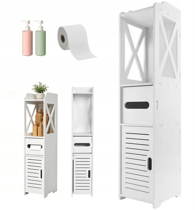 Badkamerkast - Hoge Zuil - Ruimte Besparen - Vochtbestendig Materiaal - 15 x 15 x 80 cm - Wit