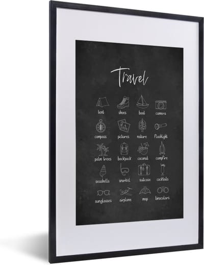 Fotolijst incl. Poster - Spreuken - Quotes - Travel - Tent - Schoenen - 40x60 cm - Posterlijst