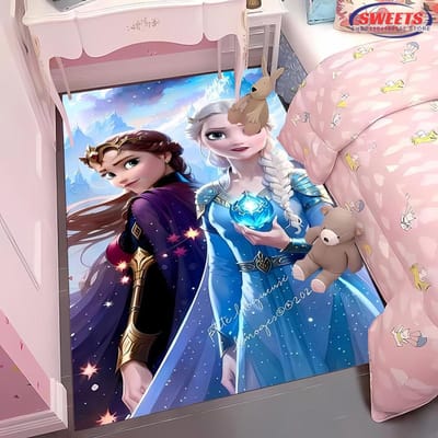 Frozen Elsa en Anna Prinses 3D HD Print Tapijt voor Woonkamer Kinderkamer Sofa Deurmat Vloerkleed Antislip Decor Mat 40x60cm (16x24in)