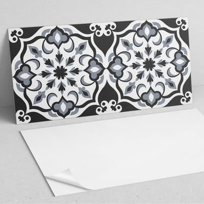 Coloray Wandpanelen Zelfklevend - Bloemenpatroon met versieringen PVC Wandpaneel - 100 cm x 50 cm - Zwart Wandbekleding Zelfklevend - 1 stuk - Texturen Wandpanelen Zelfklevend - Keuken Wandpanelen - Wandpanelen Badkamer
