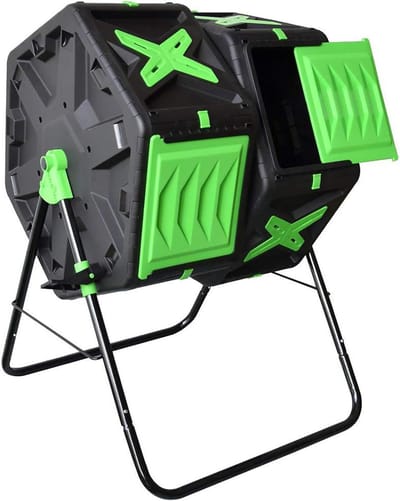 Compost Bak - Composteer Tumbler - Tuinafval Verwerken - Dubbel Kamer Systeem - 140L Capaciteit - Zwart