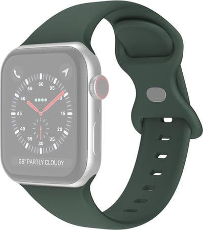 Siliconen bandje - geschikt voor Apple Watch 1/2/3/4/5/6/7/8/9/10/11/ SE (1,2,3) met maat 38 mm / 40 mm / 41 mm en 42 mm (Watch 10/11) - maat S/M - olijfgroen