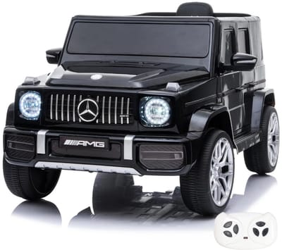 Mercedes G63 AMG Full Option Elektrische Kinderauto 1 tot 5 jaar – Officieel Gelicentieerd Accuvoertuig met Lederen Zitje, Schokdempers & Soft-start – Li-ion Kinderauto met Afstandsbediening, Bluetooth & EVA wielen – Zwart