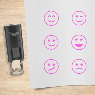 CombiCraft stempelset Smiley roze met 6 stempels