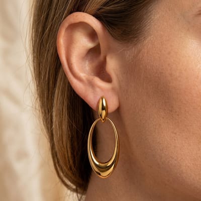 Lundholm Kaia Statement Oorbellen Dames Goudkleurig – Premium Stainless Steel Gold PVD Plated – Grote Oorbellen Dames Goud kleurig – Lange Ovale Oorhangers – 6,5 cm – Waterproof & Hypoallergeen – Scandinavisch Design
