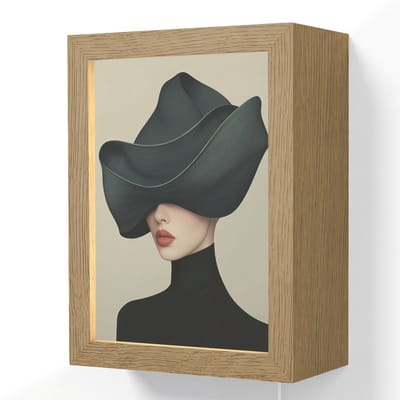 Wandlamp 15x20 cm - Oplaadbaar - Vrouw - Groen - Hoed - Wandlampen binnen woonkamer - Slaapkamer lamp met kabel - Decoratieve nachtlamp - Vloerlamp snoer