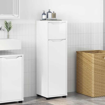 vidaXL - Badkamerkast - Hoogglans - wit - 30,5 - x - 30 - x - 101 - cm - Bewerkt - hout