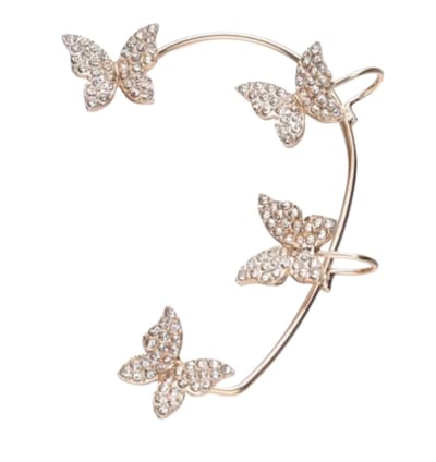 Linker -vlinder klem -strass goudkleurig- geen gaatje- Charme Bijoux