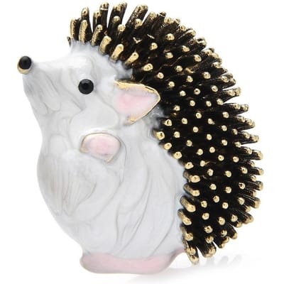 Wuli&baby Emaille Lieve Grote Egel Broches Voor Vrouwen 3-kleuren Lopende Huisdieren Dier Feest Casaul Broche Pin Cadeaus white
