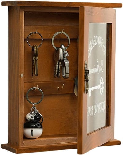 Decoratieve Houten Sleutelkast - Bruin - Wandmontage - Elegant