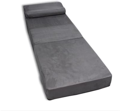 Grijze Opvouwbare Logeermatras met Kussen - 70x200x15 cm - Huisstofmijtwerend & Comfortabel