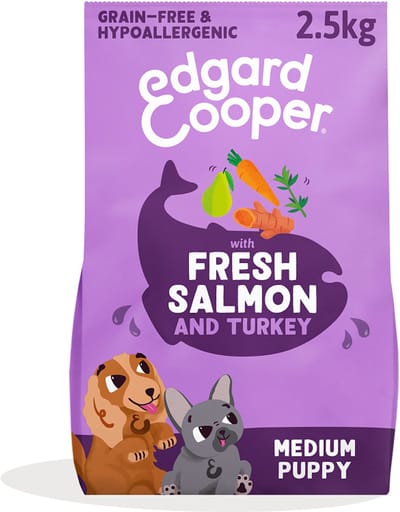 Edgard & Cooper Puppy Hondenbrokken Voor Medium Honden, Verse Zalm & Kalkoen, 2.5Kg, Hypoallergeen Recept Met Natuurlijke Ingrediënten, Perfecte Vezelbalans