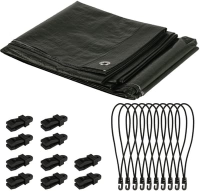 Dailygoods- Afdekzeil Waterdicht 2x2 m - Geweven Zeil - Scheurvast - UV-bestendig - Met Oogjes - Inclusief 10 Luifelclips - Dekzeil