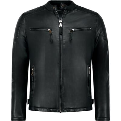 Leren Jas Heren - Biker Jack Heren - Tussenjas Heren - Heren Jas - Zwart